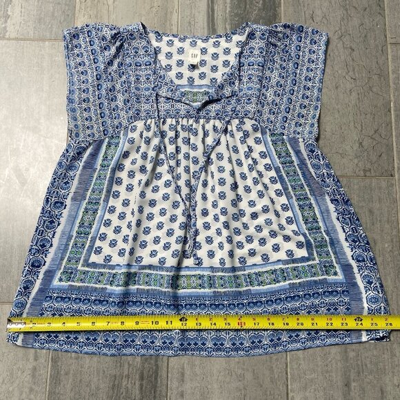 GAP Floral Mixed Print Tie V-Neck Sleeveless Lightweight Top Blouse Blue Small - Picture 5 of 9